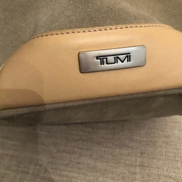Tumi | Suede Leather Zippered Satchel Bag Purse - Picture 3 of 6